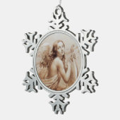 ANGEL SPEELT LYRA OVER DE CLOUDS brown Tin Sneeuwvlok Ornament (Rechts)