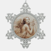 ANGEL SPEELT LYRA OVER DE CLOUDS brown Tin Sneeuwvlok Ornament (Voorkant)
