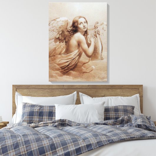ANGEL SPEELT LYRA OVER DE CLOUDS CANVAS AFDRUK (Insitu (Slaapkamer))