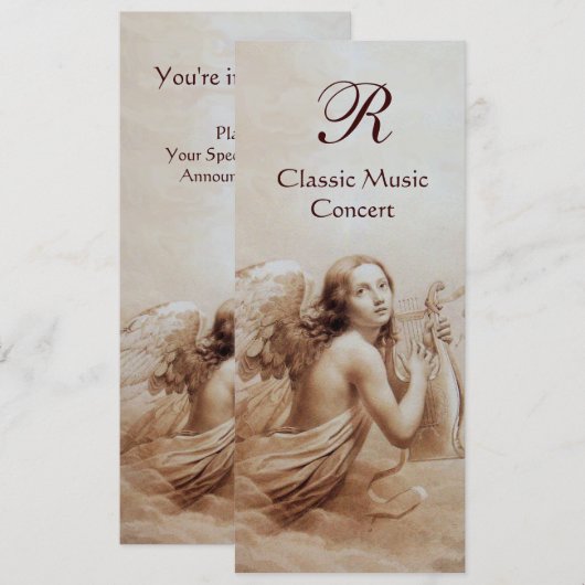 ANGEL SPEELT LYRA OVER DE CLOUDS, Monogram Zilver Kaart (Voorkant / Achterkant)