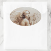 ANGEL SPEELT LYRA OVER DE CLOUDS OVALE STICKER (Tas)