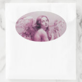 ANGEL SPEELT LYRA OVER DE CLOUDS OVALE STICKER (Tas)