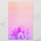 ANGEL SPEELT LYRA OVER DE CLOUDS Pink Blue Briefpapier (Voorkant)
