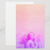 ANGEL SPEELT LYRA OVER DE CLOUDS Pink Blue Briefpapier (Voorkant / Achterkant)