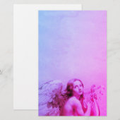 ANGEL SPEELT LYRA OVER DE CLOUDS Pink Blue Briefpapier (Voorkant / Achterkant)