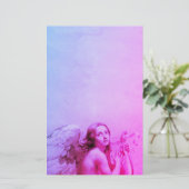 ANGEL SPEELT LYRA OVER DE CLOUDS Pink Blue Briefpapier (Staand voorkant)
