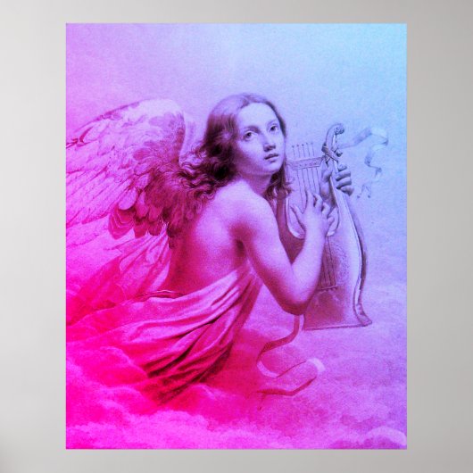 ANGEL SPEELT LYRA OVER DE CLOUDS Pink Blue Poster (Voorkant)