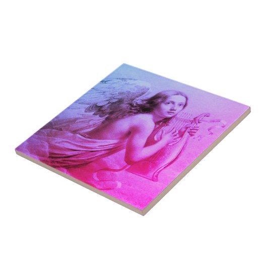 ANGEL SPEELT LYRA OVER DE CLOUDS Pink Blue Tegeltje (Zijkant)