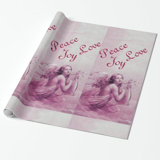 ANGEL SPEELT LYRA OVER DE CLOUDS Pink Cadeaupapier (Uitgerold)