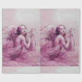 ANGEL SPEELT LYRA OVER DE CLOUDS Pink Fuchsia Cadeaupapier (Vlak)