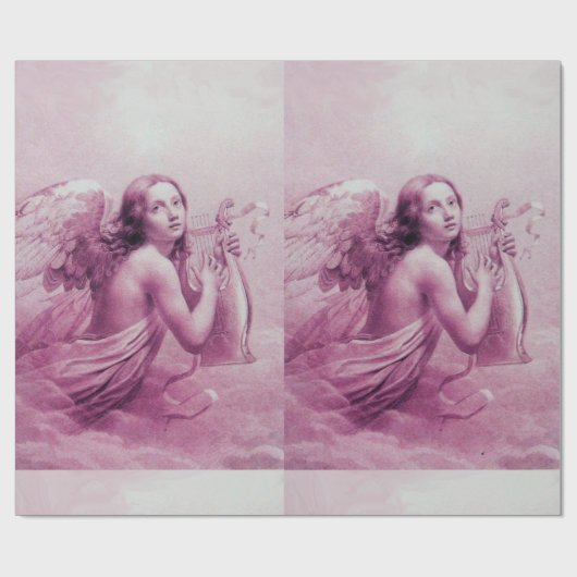 ANGEL SPEELT LYRA OVER DE CLOUDS Pink Fuchsia Cadeaupapier (Vlak)