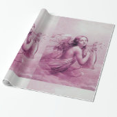 ANGEL SPEELT LYRA OVER DE CLOUDS Pink Fuchsia Cadeaupapier (Uitgerold)