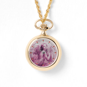 ANGEL SPEELT LYRA OVER DE CLOUDS Pink Horloge