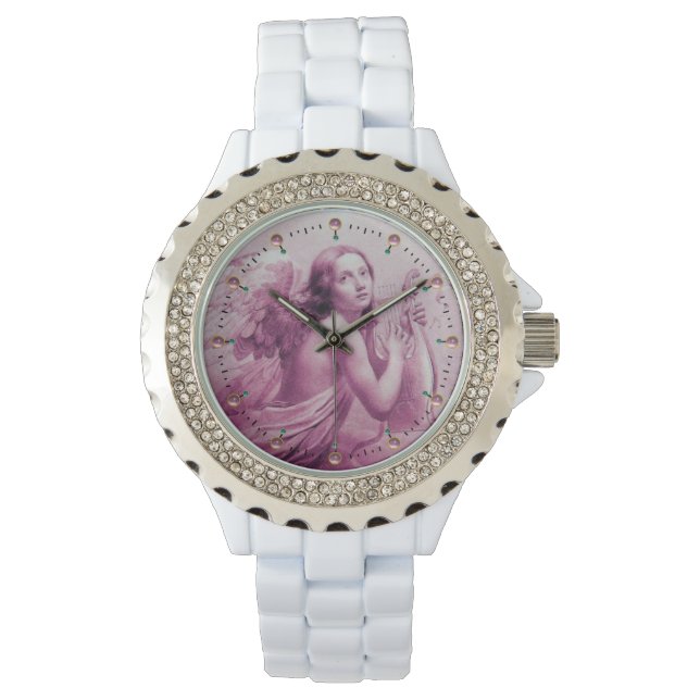 ANGEL SPEELT LYRA OVER DE CLOUDS Pink Horloge (Voorkant)