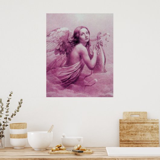 ANGEL SPEELT LYRA OVER DE CLOUDS Pink Poster (Keuken)