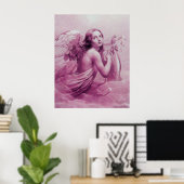 ANGEL SPEELT LYRA OVER DE CLOUDS Pink Poster (Thuiskantoor)