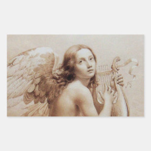 ANGEL SPEELT LYRA OVER DE CLOUDS RECHTHOEKIGE STICKER
