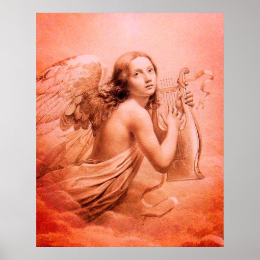 ANGEL SPEELT LYRA OVER DE CLOUDS Red Brown Poster (Voorkant)