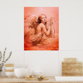 ANGEL SPEELT LYRA OVER DE CLOUDS Red Brown Poster (Keuken)