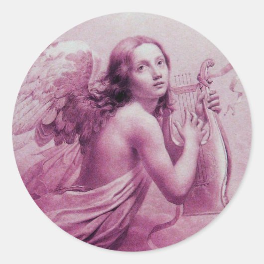 ANGEL SPEELT LYRA OVER DE CLOUDS RONDE STICKER (Voorkant)