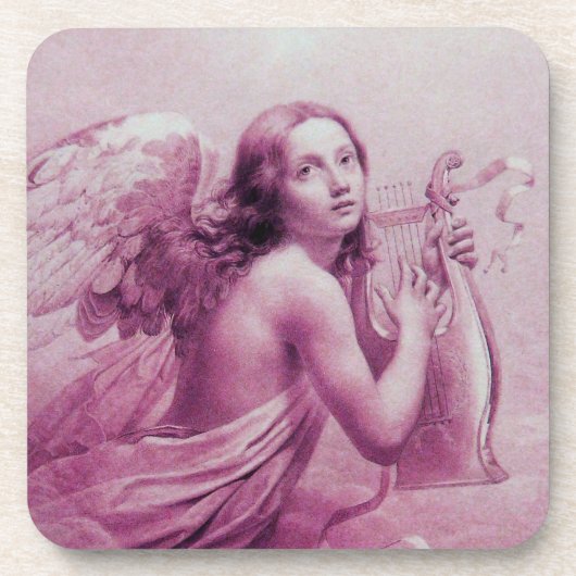 ANGEL SPEELT LYRA OVER DE CLOUDS roze Drankjes Onderzetter (Voorkant)