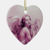 ANGEL SPEELT LYRA OVER DE CLOUDS roze hart Keramisch Ornament (Rechts)