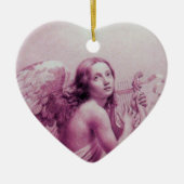 ANGEL SPEELT LYRA OVER DE CLOUDS roze hart Keramisch Ornament (Voorkant)