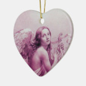 ANGEL SPEELT LYRA OVER DE CLOUDS roze hart Keramisch Ornament (Links)