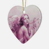 ANGEL SPEELT LYRA OVER DE CLOUDS roze Keramisch Ornament (Links)