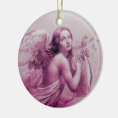 ANGEL SPEELT LYRA OVER DE CLOUDS roze Keramisch Ornament (Links)