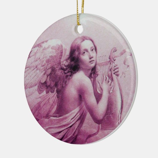 ANGEL SPEELT LYRA OVER DE CLOUDS roze Keramisch Ornament (Links)
