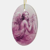 ANGEL SPEELT LYRA OVER DE CLOUDS roze Keramisch Ornament (Links)