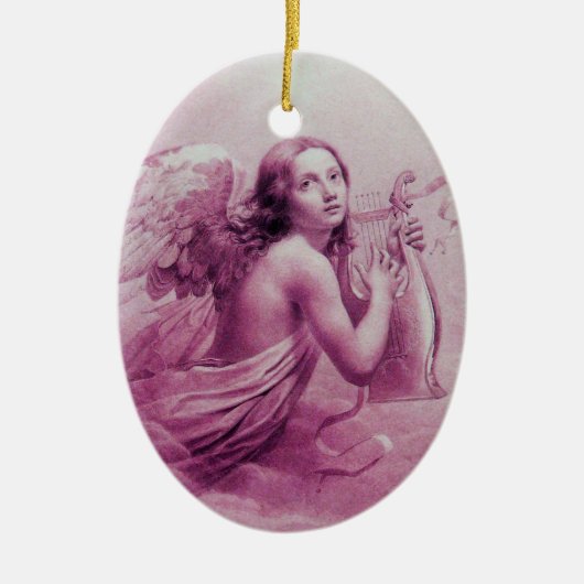 ANGEL SPEELT LYRA OVER DE CLOUDS roze Keramisch Ornament (Voorkant)