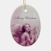 ANGEL SPEELT LYRA OVER DE CLOUDS roze Keramisch Ornament (Achterkant)