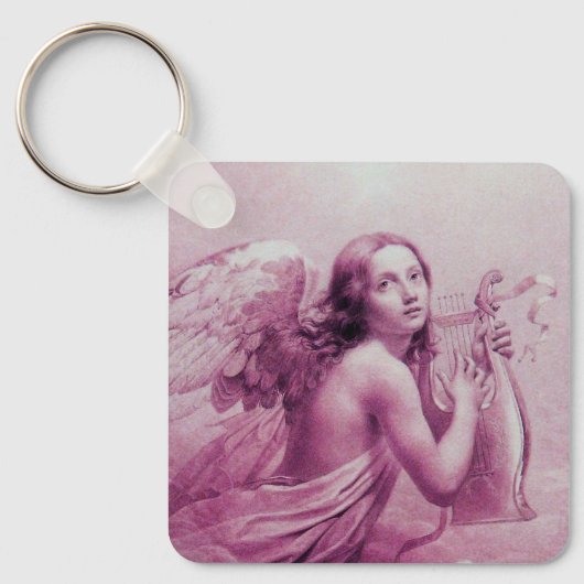 ANGEL SPEELT LYRA OVER DE CLOUDS roze Sleutelhanger (Voorkant)