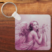 ANGEL SPEELT LYRA OVER DE CLOUDS roze Sleutelhanger (Voorkant)