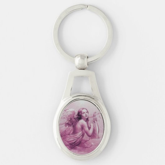 ANGEL SPEELT LYRA OVER DE CLOUDS roze Sleutelhanger (Voorkant)