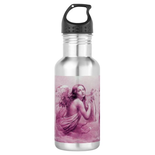 ANGEL SPEELT LYRA OVER DE CLOUDS roze Waterfles (Voorkant)