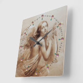 ANGEL SPEELT LYRA OVER DE CLOUDS Sepia Brown Vierkante Klok (Hoek)