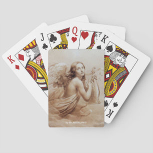 ANGEL SPEELT LYRA OVER DE CLOUDS sepia Pokerkaarten