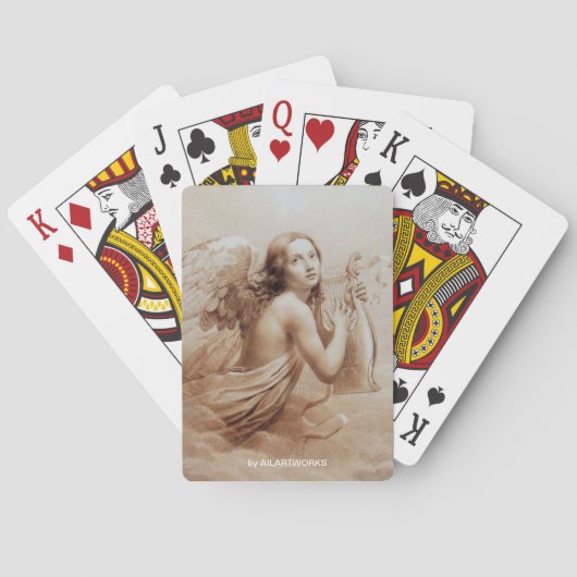 ANGEL SPEELT LYRA OVER DE CLOUDS sepia Pokerkaarten (Achterkant)