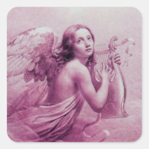 ANGEL SPEELT LYRA OVER DE CLOUDS VIERKANTE STICKER