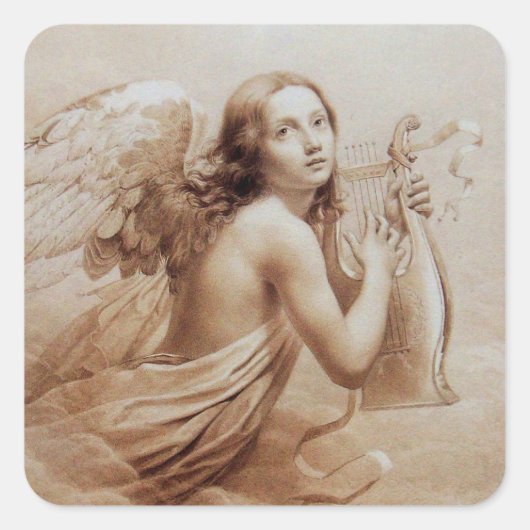 ANGEL SPEELT LYRA OVER DE CLOUDS VIERKANTE STICKER (Voorkant)