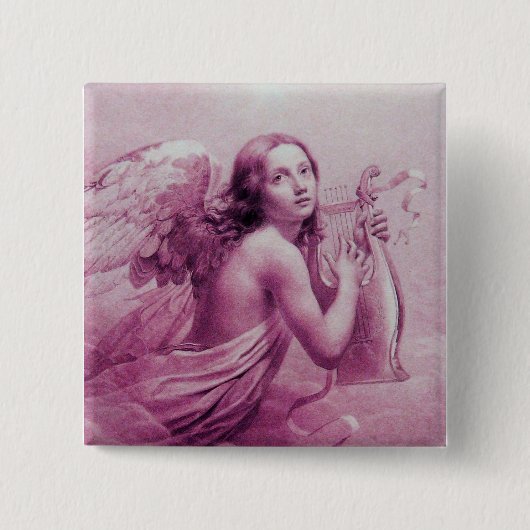 ANGEL SPEELT LYRA OVER DE KLEUTEN, roze Vierkante Button 5,1 Cm (Voorkant)