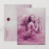 ANGEL SPEELT LYRA OVER DE WOLKEN, Antiek roze Briefkaart (Voorkant / Achterkant)