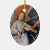 angel speelt vioolse kerstversiering keramisch ornament (Voorkant)