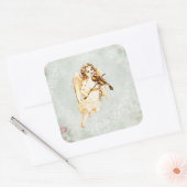 Angel spelen een viool op  achtergrond vierkante sticker (Envelop)