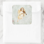 Angel spelen een viool op  achtergrond vierkante sticker (Tas)