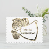 Angel spelen harp Elegant goud witte kerst Feestdagenkaart (Staand voorkant)