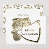Angel spelen harp Elegant goud witte kerst Feestdagenkaart (Voorkant / Achterkant)